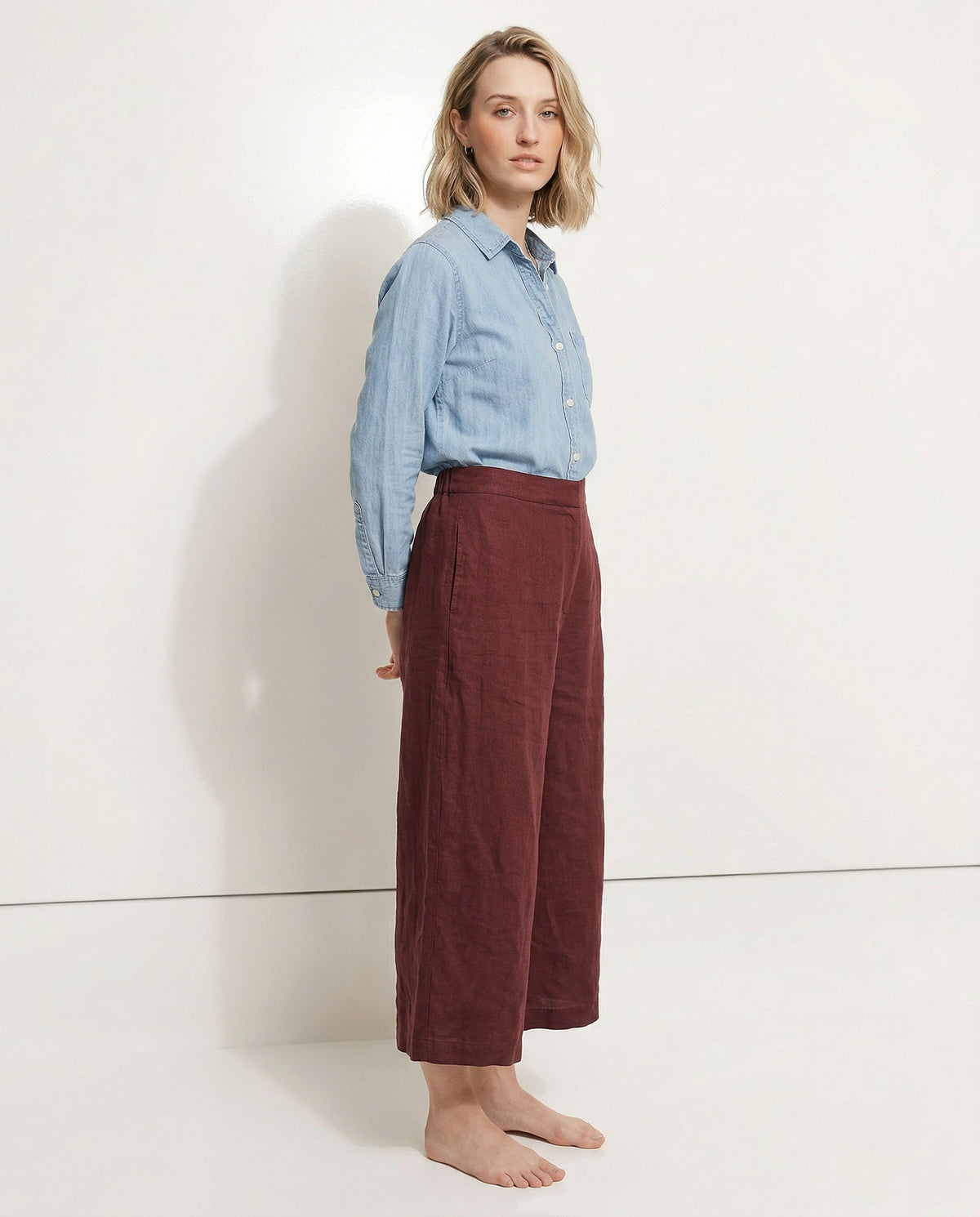 Lavisa - Cropped Wide Leg Linen Pants
