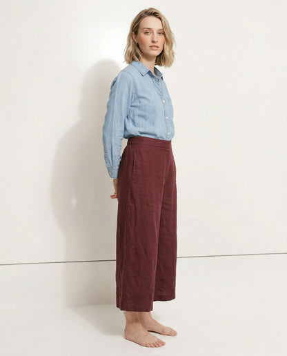 Lavisa - Cropped Wide Leg Linen Pants