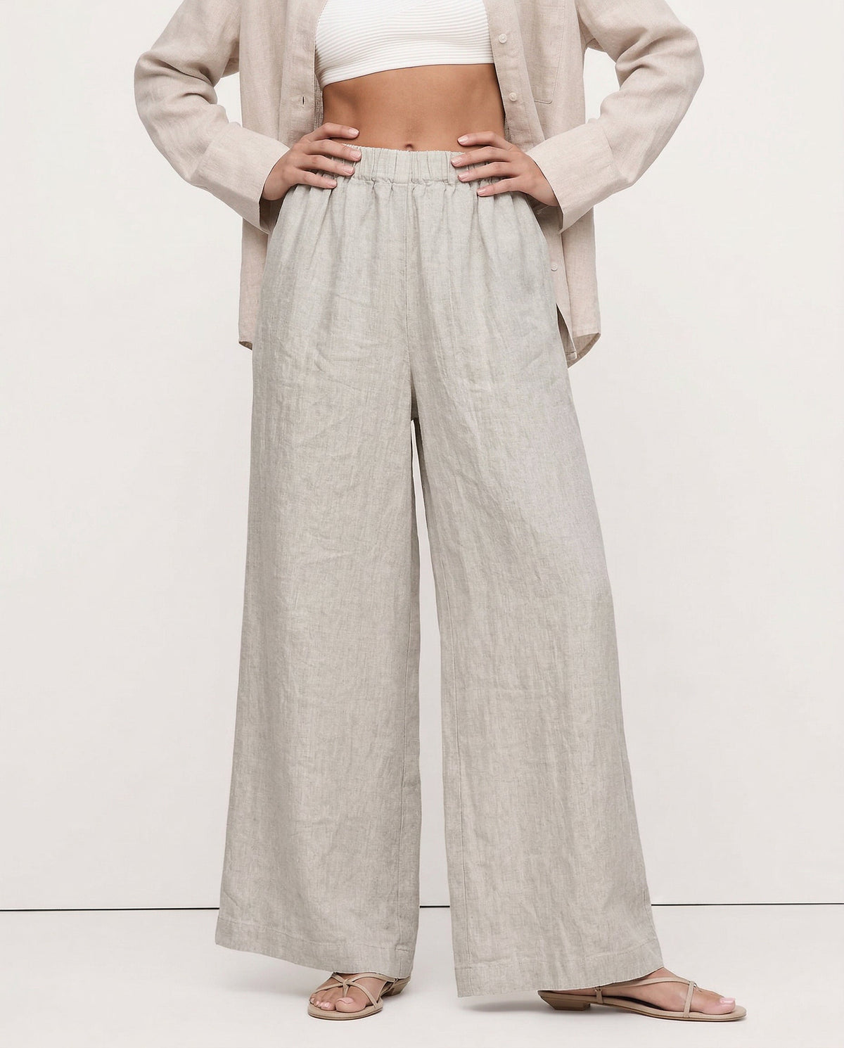 Lavisa - Cropped Wide Leg Linen Pants