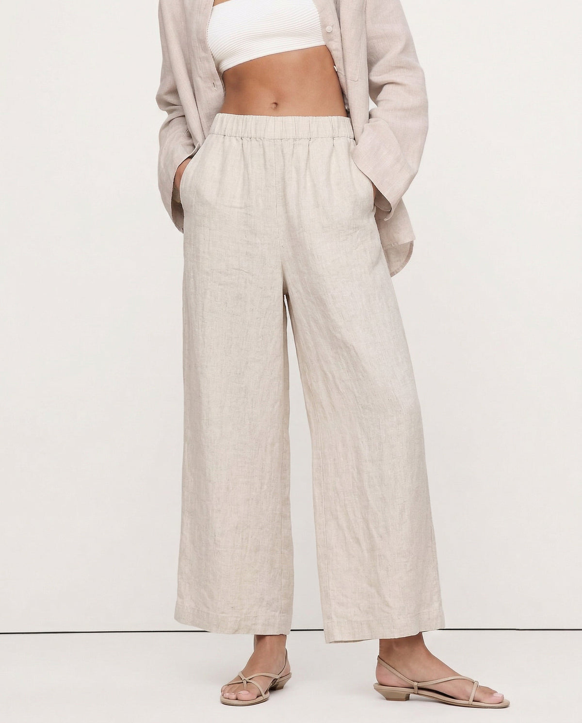 Lavisa - Cropped Wide Leg Linen Pants