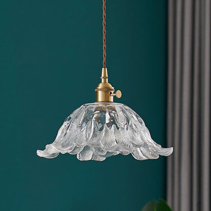 Lavisa - Japanese Floral Glass Pendant Light Brass Ceiling Fixture