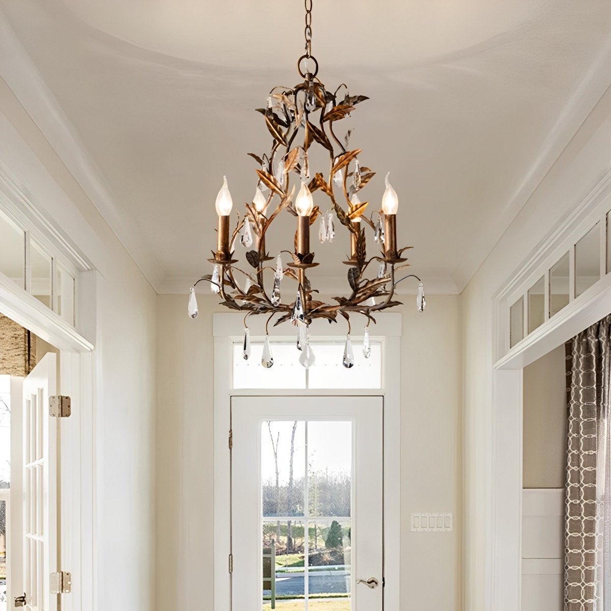 Lavisa - Gold Vintage Leaf Branch Crystal Chandelier Hanging Light