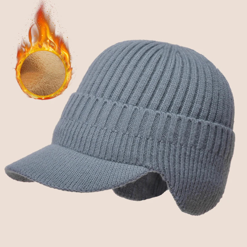 Lavisa - Men’s Knit Winter Hat with Ear Covers and Brim