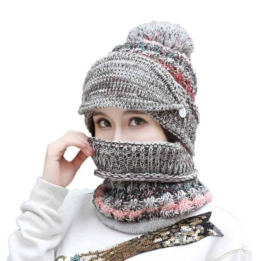 Lavisa - Cozy Knitted Hat Scarf Set with Velvet Lining