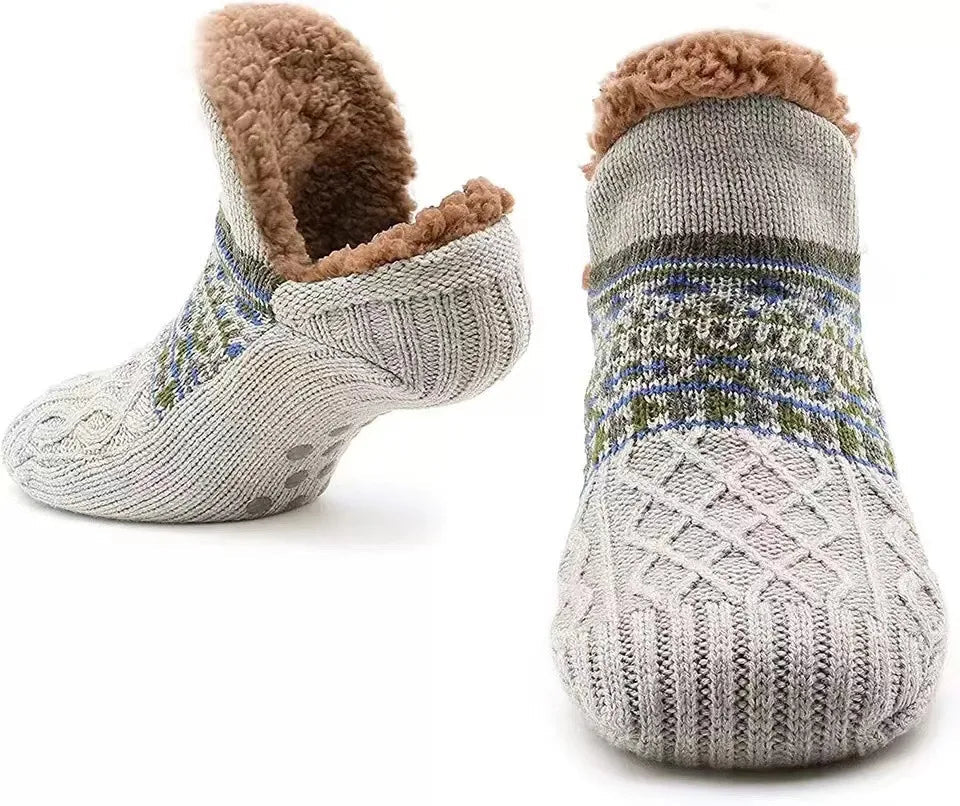 Lavisa - Snow Pattern Fleece Lined Non Slip Winter Socks