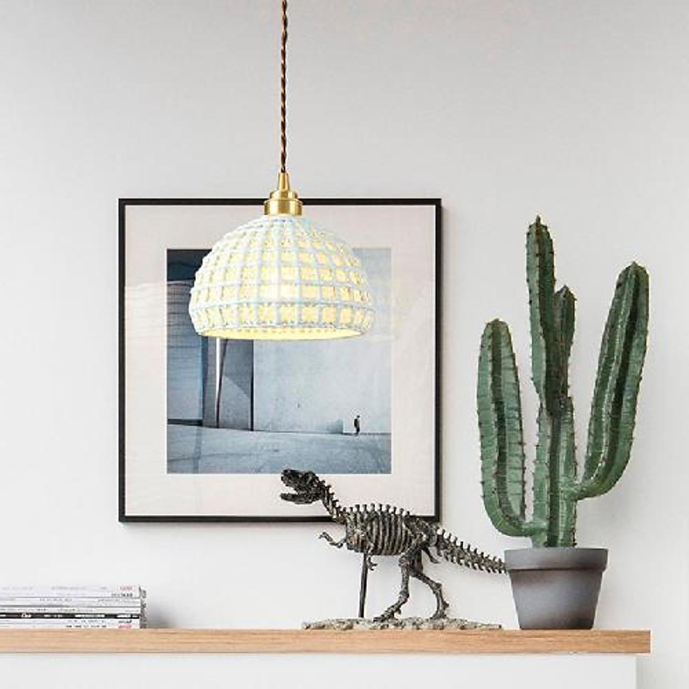 Lavisa - Ceramic Semi Globe Pendant Light with Brass Finish