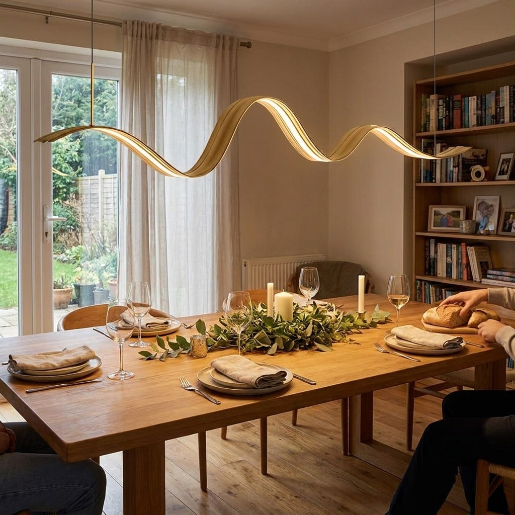 Lavisa - Brass Wave Linear LED Pendant Light