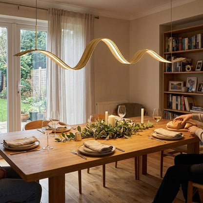 Lavisa - Brass Wave Linear LED Pendant Light