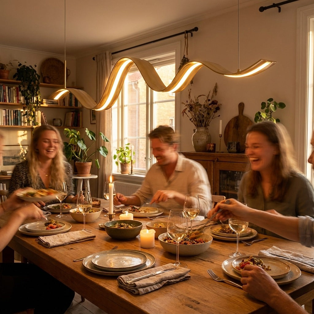 Lavisa - Brass Wave Linear LED Pendant Light