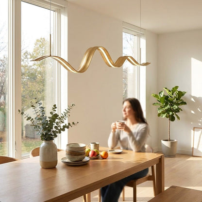 Lavisa - Brass Wave Linear LED Pendant Light