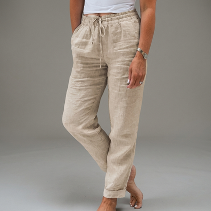Lavisa - Women's High Waist Pull-On Pants Elastic Waist Relaxed Trousers