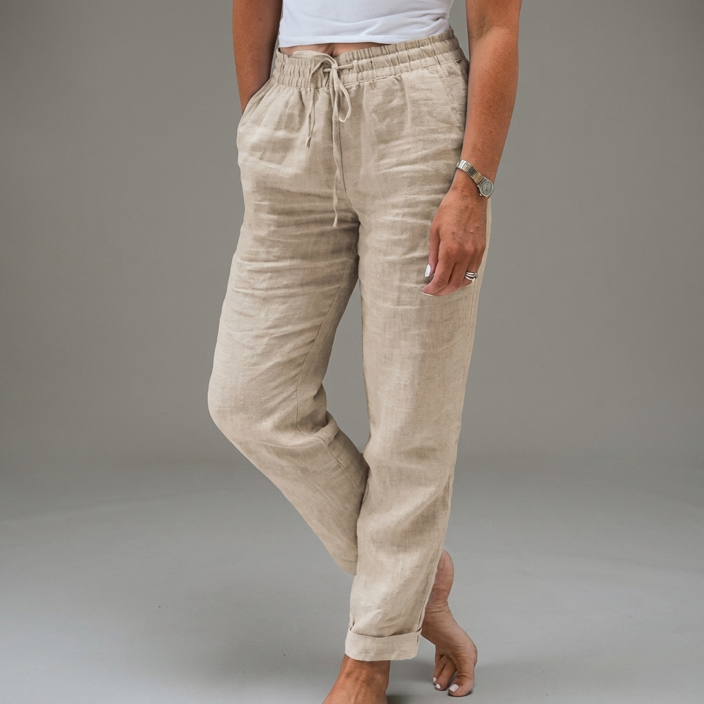 Lavisa - Women's High Waist Relaxed Pull-On Casual Trousers