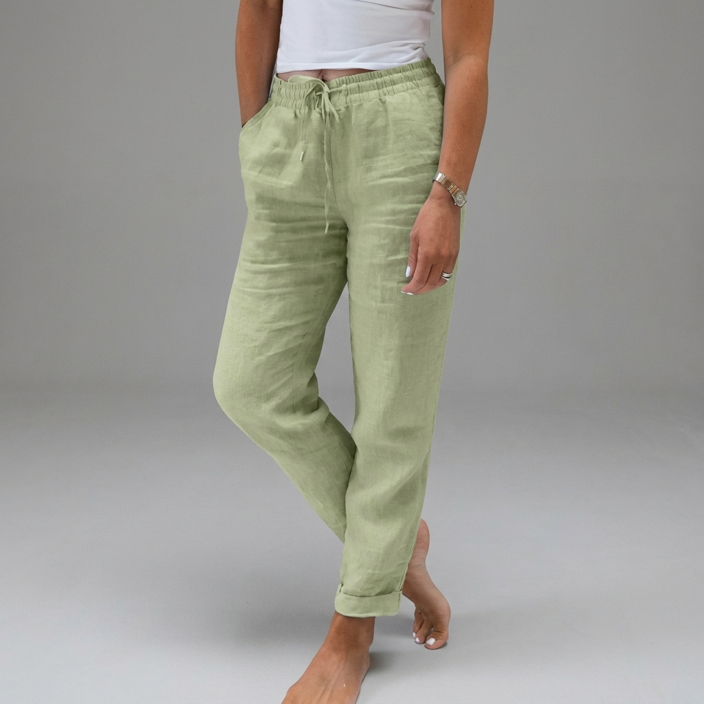 Lavisa - Women's High Waist Pull-On Pants Elastic Waist Relaxed Trousers