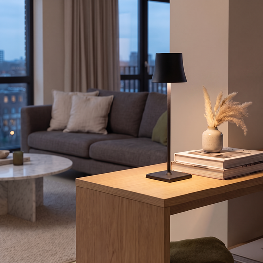 Lavisa - Tall Metal Touch Table Lamp with Rechargeable Battery
