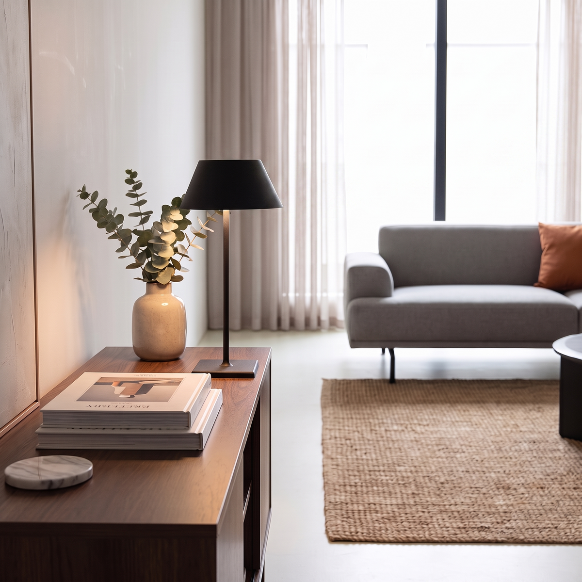 Lavisa - Tall Metal Touch Table Lamp with Rechargeable Battery