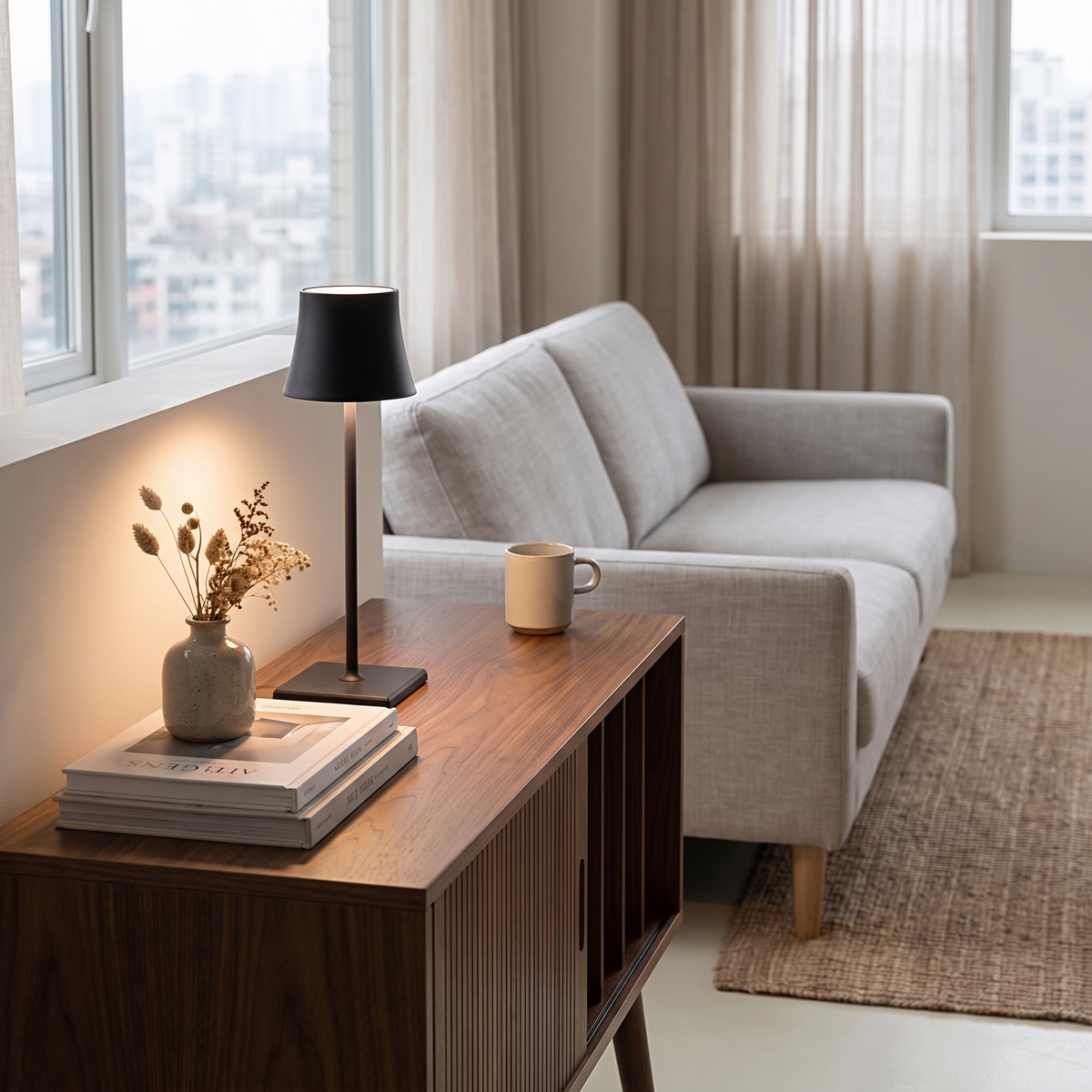 Lavisa - Tall Metal Touch Table Lamp with Rechargeable Battery