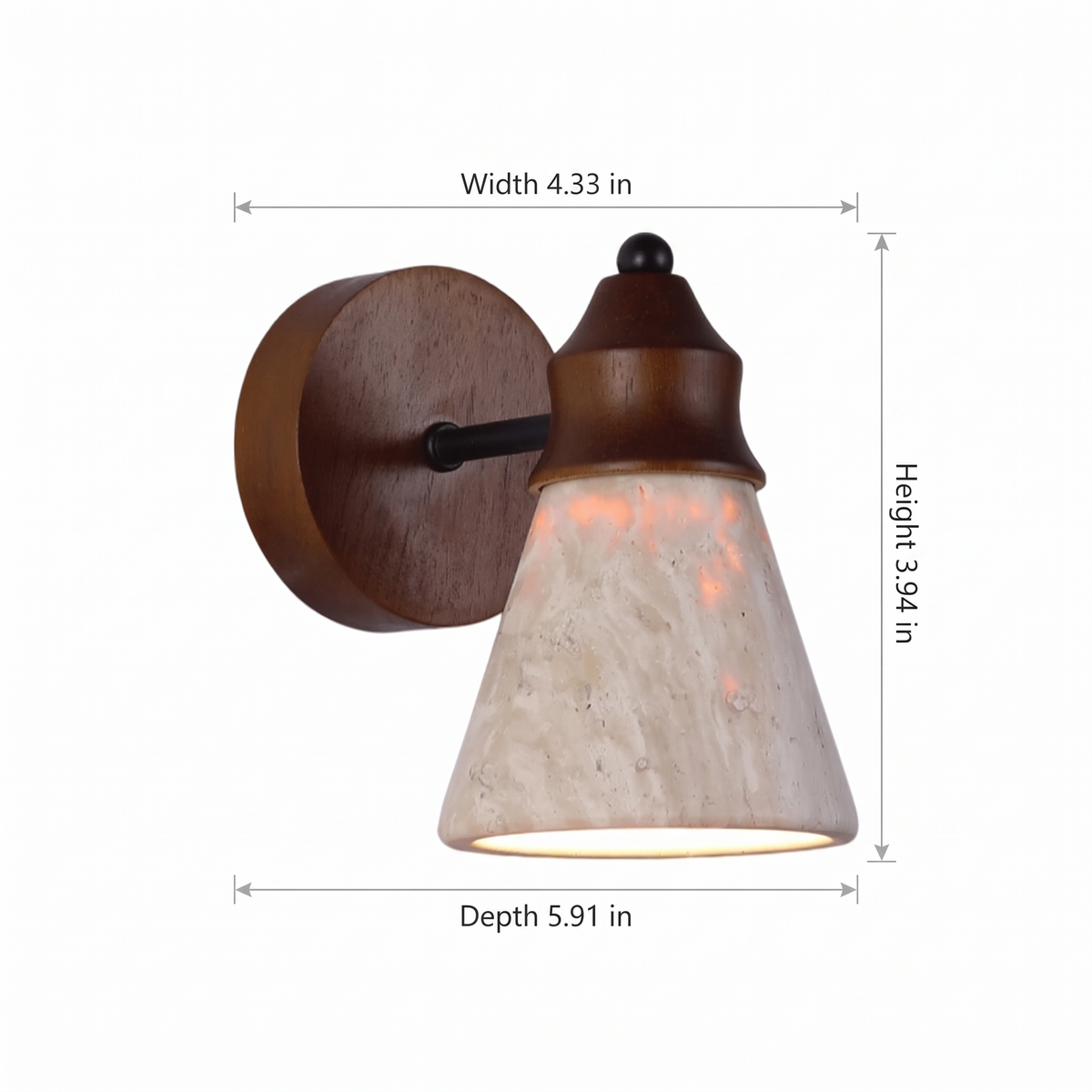 Lavisa - Travertine and Wood Wall Sconce Down Light