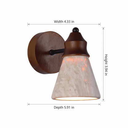 Lavisa - Travertine and Wood Wall Sconce Down Light
