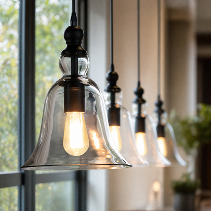 Lavisa - Vintage Iron & Glass Pendant Light