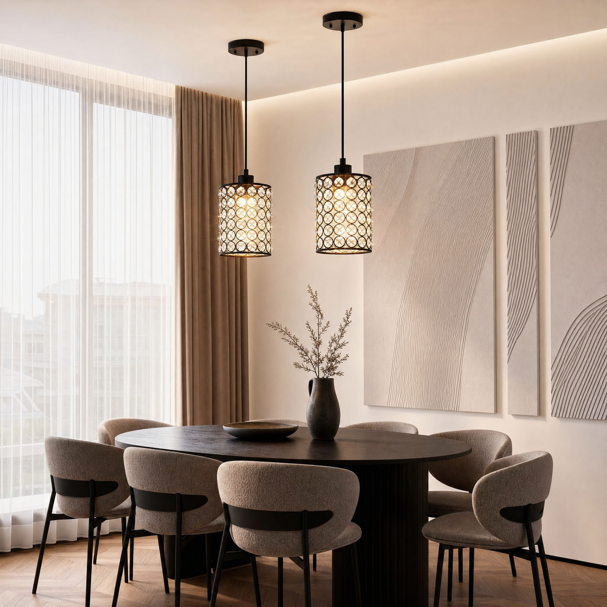 Lavisa - Crystal Cylinder Pendant Light Set for Modern Decor