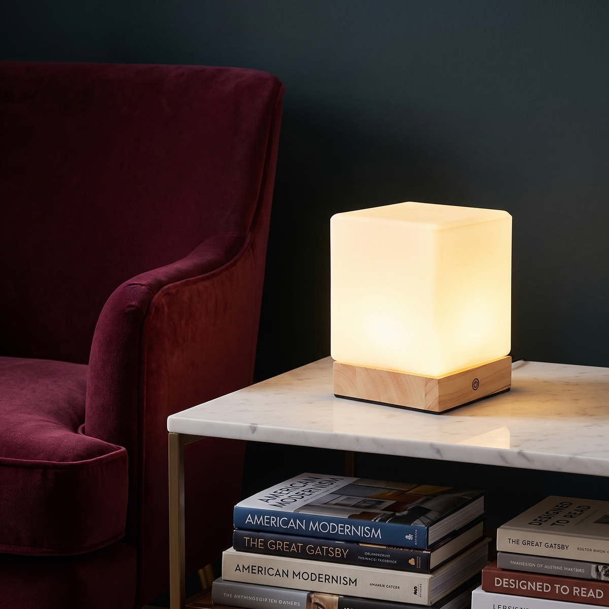 Lavisa - Square Wood Cube Cordless Table Lamp