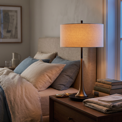 Lavisa - Bronze Teardrop Table Lamp with Fabric Shade
