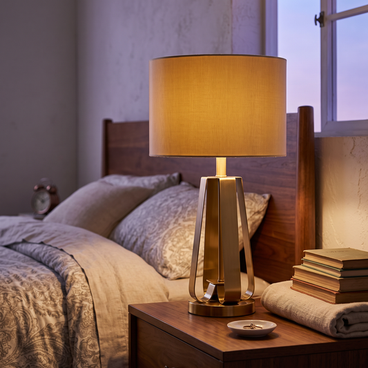 Lavisa - Golden Geometric Table Lamp with Drum Shade