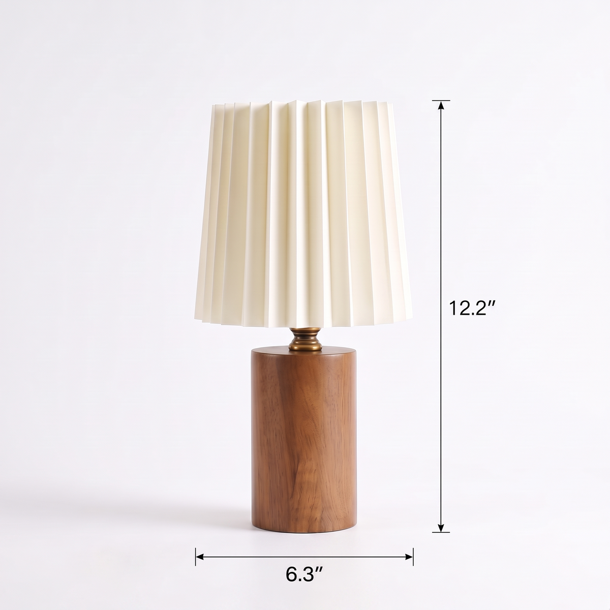 Lavisa - Wood Column Table Lamp with Pleated Shade
