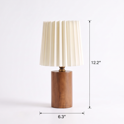 Lavisa - Wood Column Table Lamp with Pleated Shade