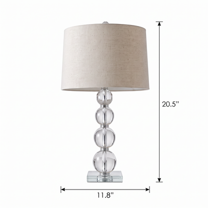 Crystal Ball Table Lamp with Fabric Drum Shade