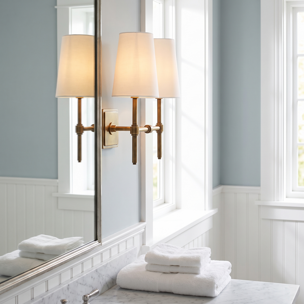 Lavisa - Linen Shade Brass Wall Lamp