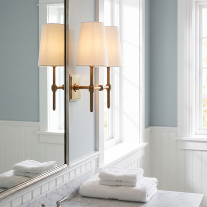 Lavisa - Linen Shade Brass Wall Lamp