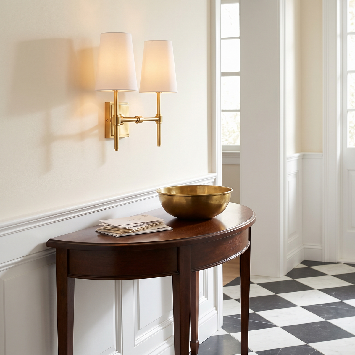 Lavisa - Linen Shade Brass Wall Lamp