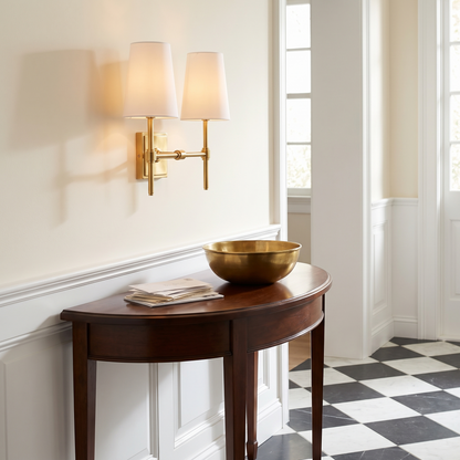 Lavisa - Linen Shade Brass Wall Lamp