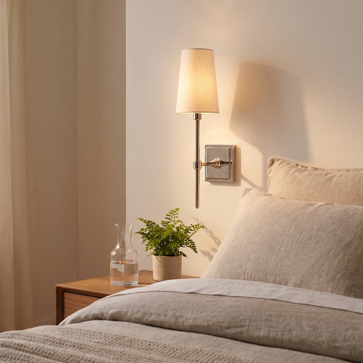 Lavisa - Linen Shade Brass Wall Lamp
