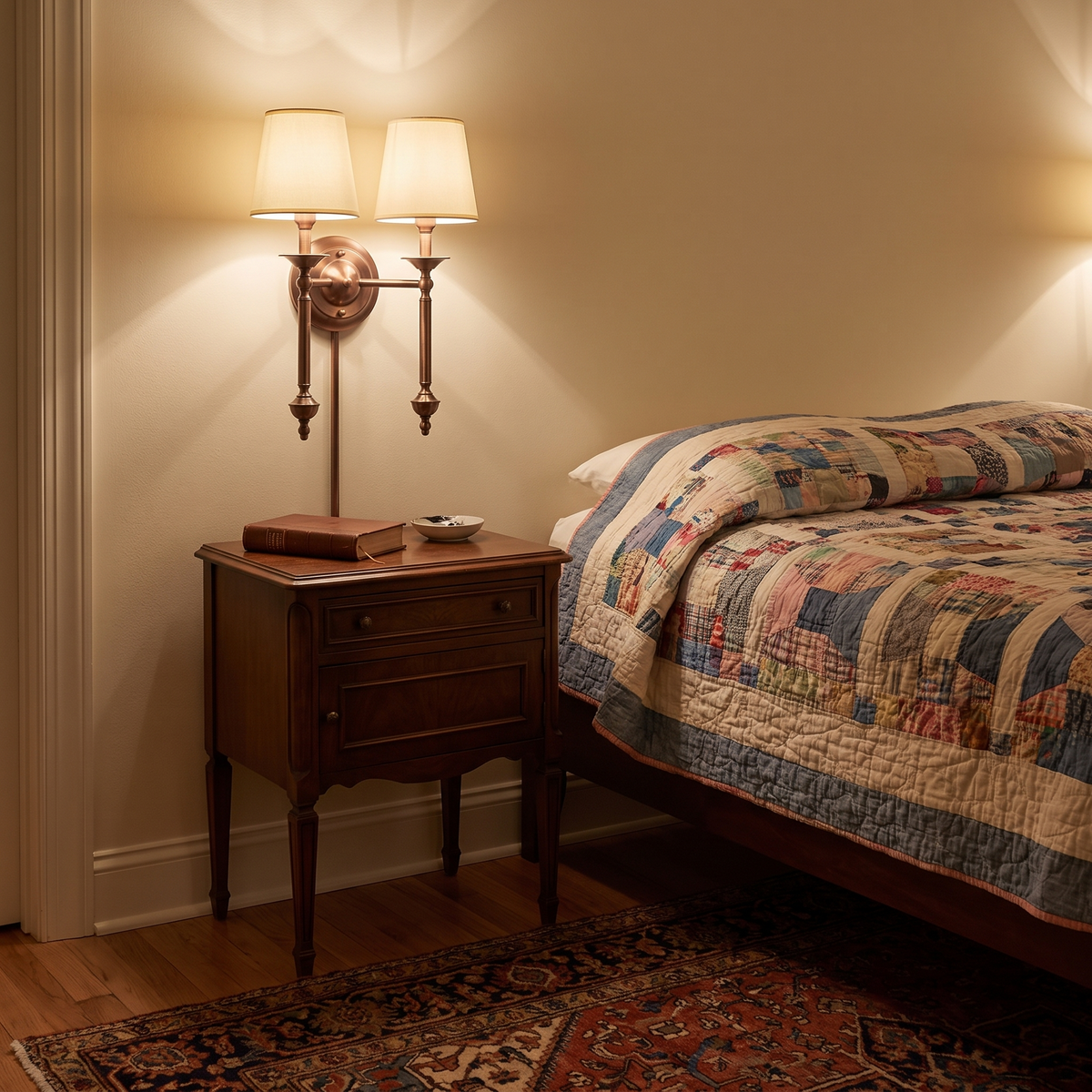 Lavisa - Antique Copper Wall Sconce with Fabric Shade