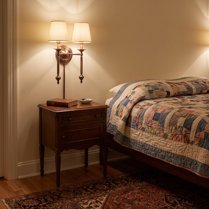 Lavisa - Antique Copper Wall Sconce with Fabric Shade