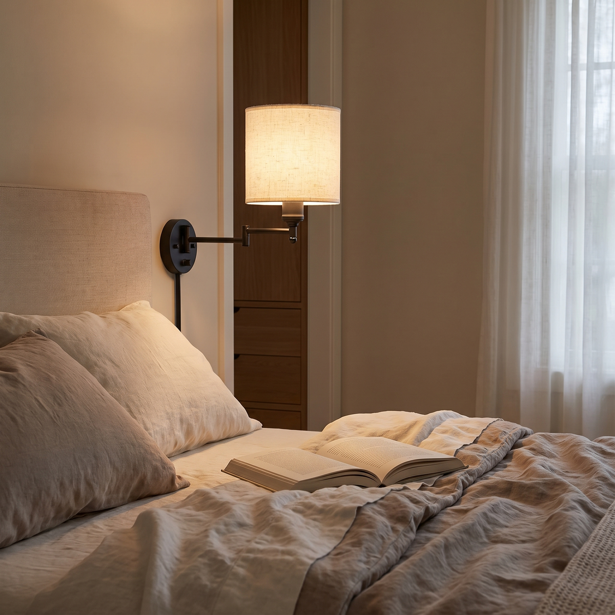 Lavisa - Adjustable Swing Arm Fabric Wall Sconce