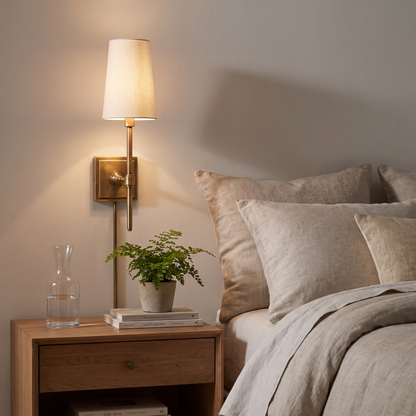 Lavisa - Linen Shade Brass Wall Lamp