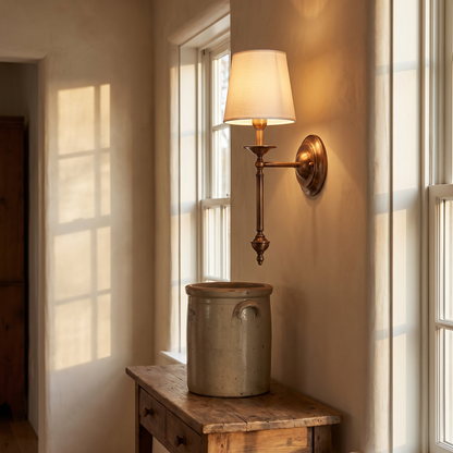 Lavisa - Antique Copper Wall Sconce with Fabric Shade