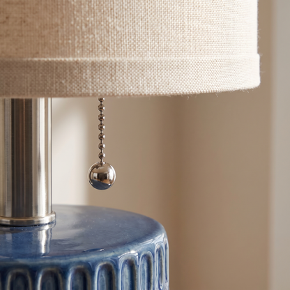 Lavisa - Blue Ceramic Beige Shade Table Lamp Set