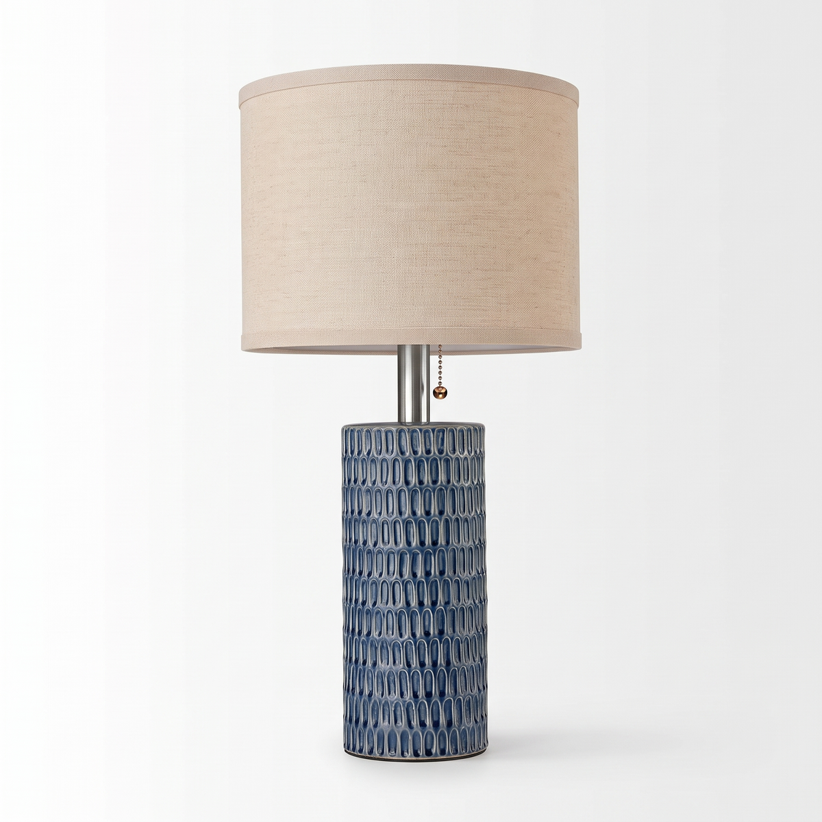 Lavisa - Blue Ceramic Beige Shade Table Lamp Set