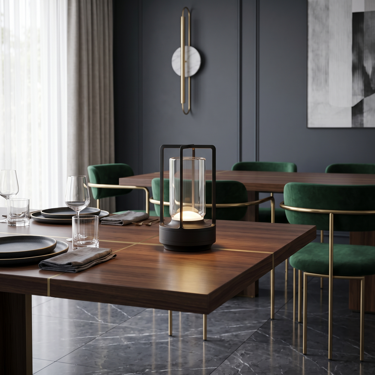 Lavisa - Cordless Crystal Table Lantern with Rechargeable USB Power
