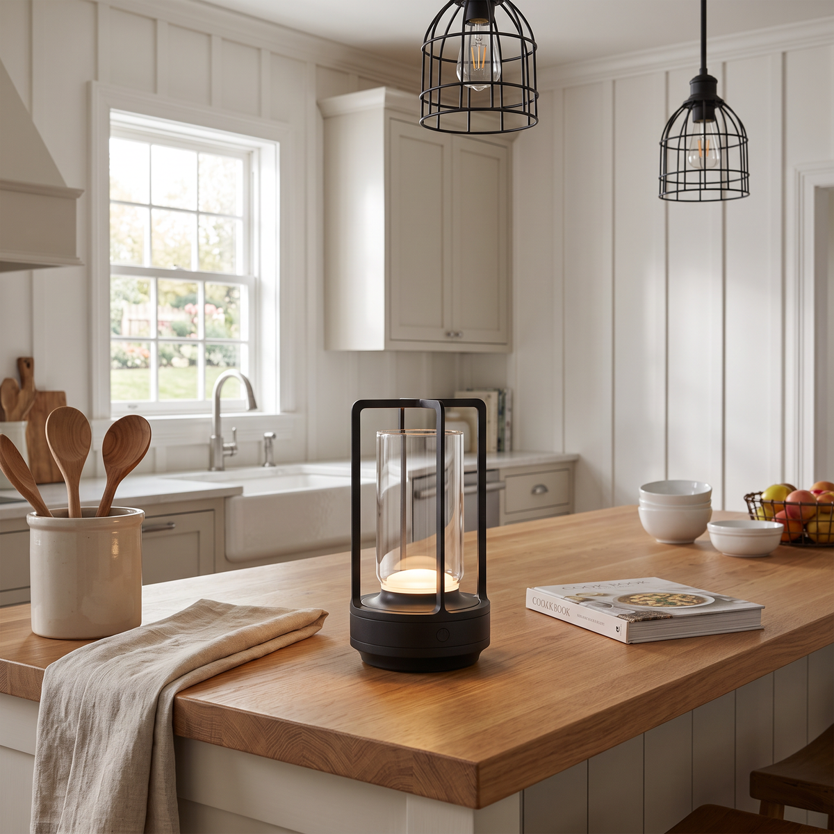 Lavisa - Cordless Crystal Table Lantern with Rechargeable USB Power