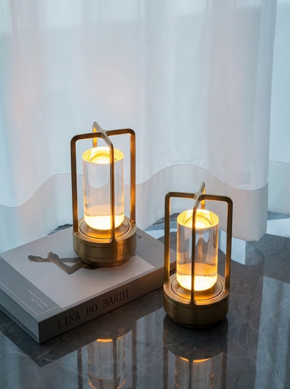 Lavisa - Cordless Crystal Table Lantern with Rechargeable USB Power