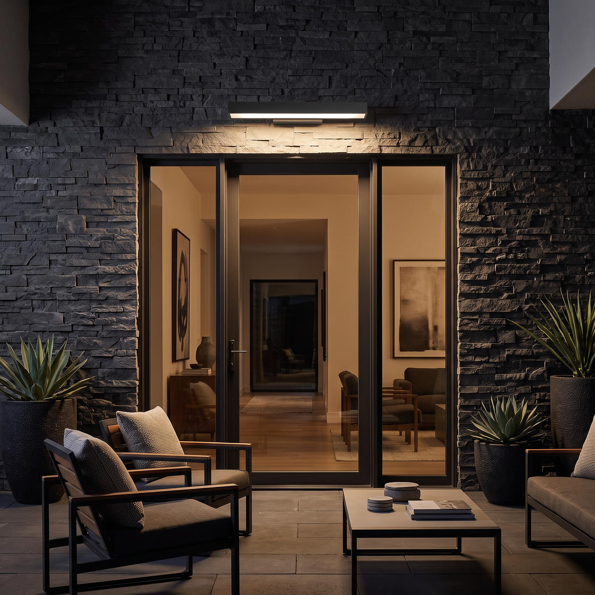 Lavisa - Black Linear LED Outdoor Entryway Wall Light