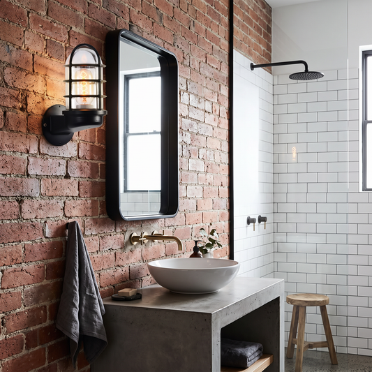 Lavisa - Caged Glass Wall Sconce with Half-Capsule Shade