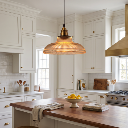 Lavisa - Ribbed Glass Dome Pendant Light for Restaurants