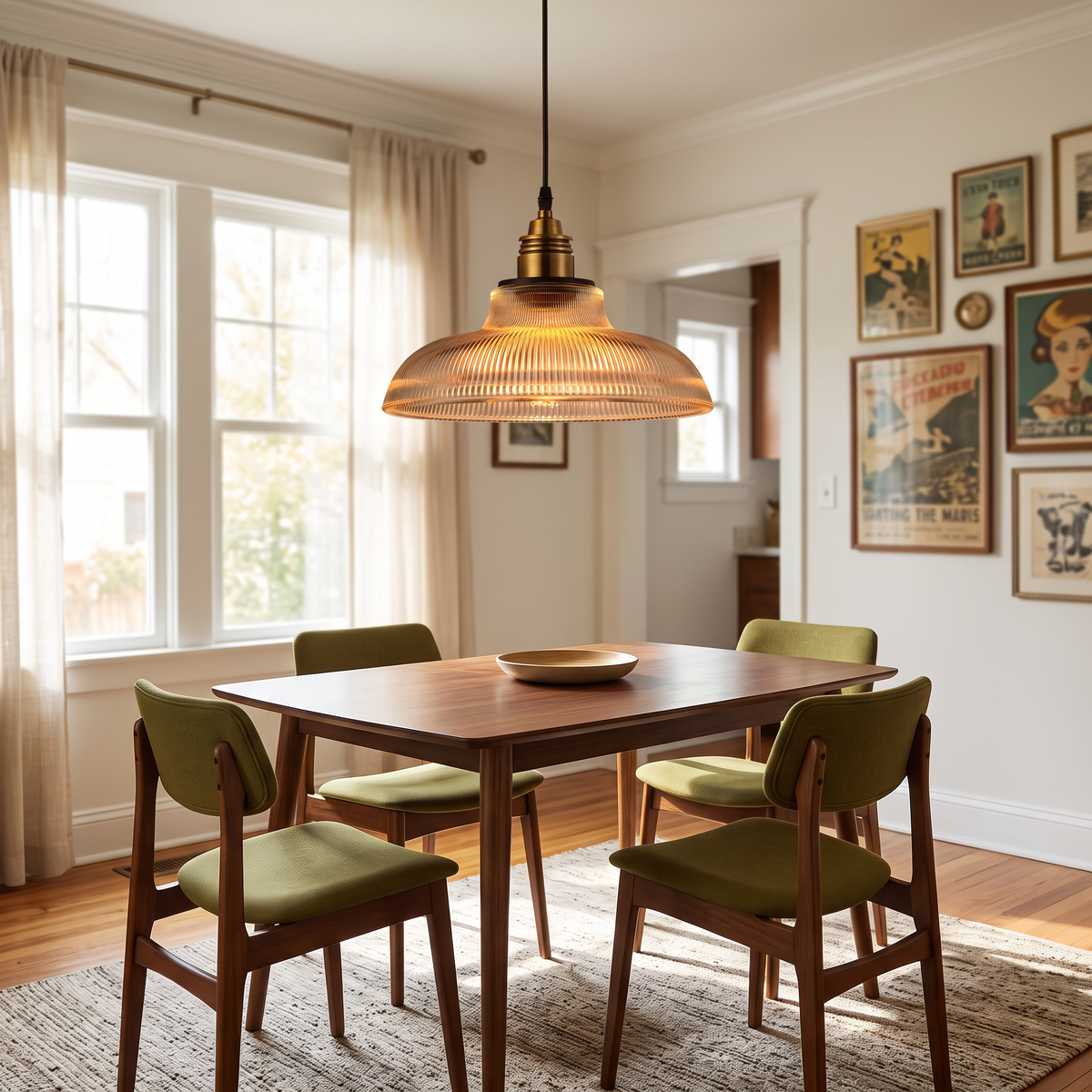 Lavisa - Ribbed Glass Dome Pendant Light for Restaurants