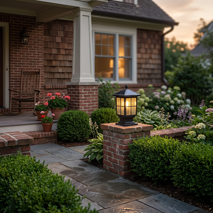 Lavisa - Dual Power Solar and Wired LED Pillar Light with Glass Shade